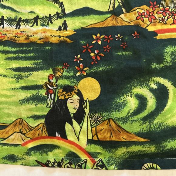 Vintage 1970s Van Cort Men Sz Large Shirt Islander Hawaiian Print Pointed Collar - Picture 15 of 16